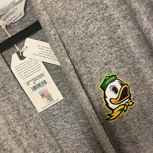 Oregon Ducks College Open-Front Cardigan Sweater Heather Gray NWT‎